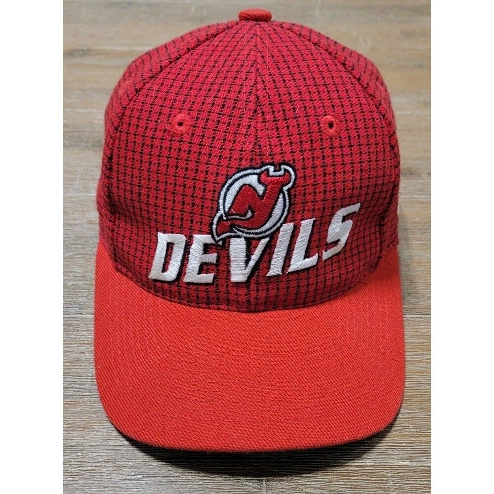 Vintage New Jersey Devils Hat NHL Logo Athletic Grid Hockey Cap Strapback Red